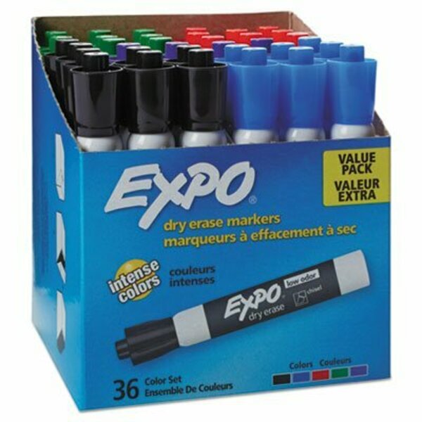 Sanford EXPO, LOW-ODOR DRY-ERASE MARKER, BROAD CHISEL TIP, ASSORTED COLORS, 36PK 1921061